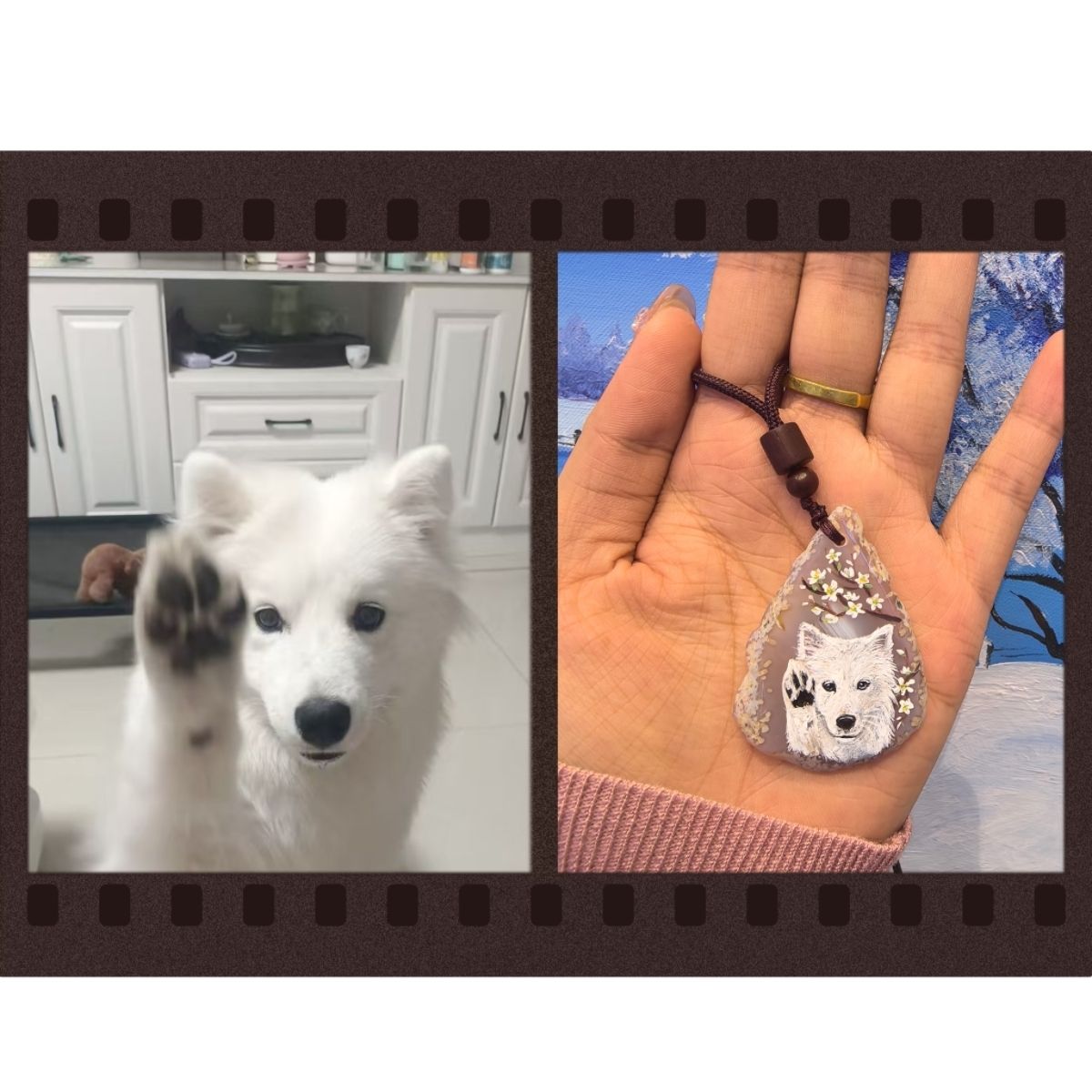 寵物手繪瑪瑙吊墜 防水保色獨一無二 详情图
